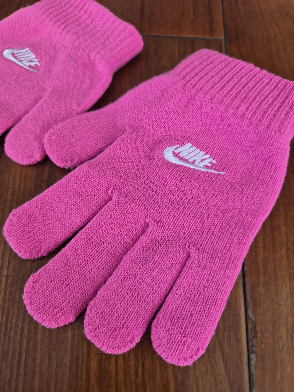 Nike Kids Hot Pink Knit Logo Gloves